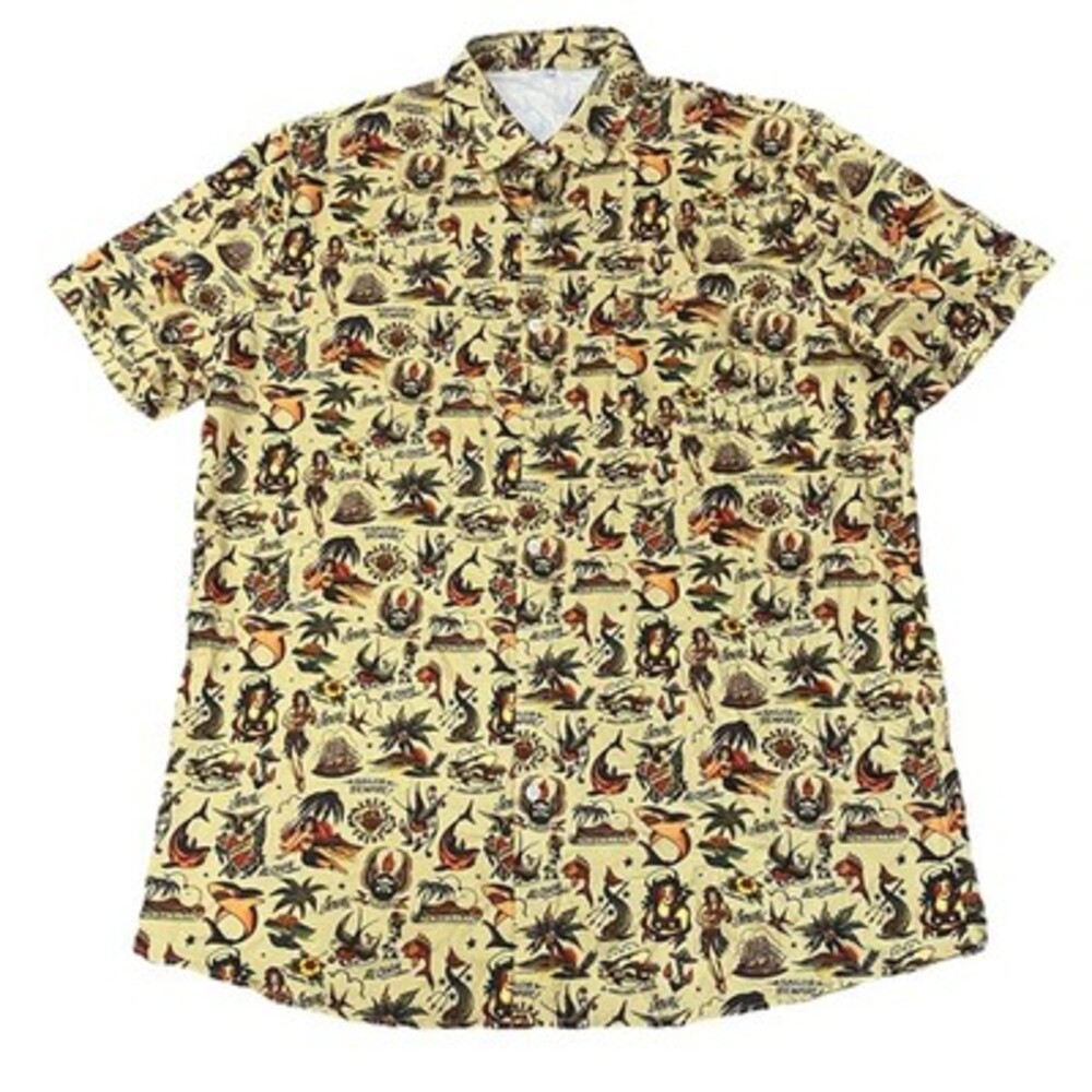 Vintage Sailor Jerry Tattoo Hawaiian Shirt XXL All Over Print Collectible‎